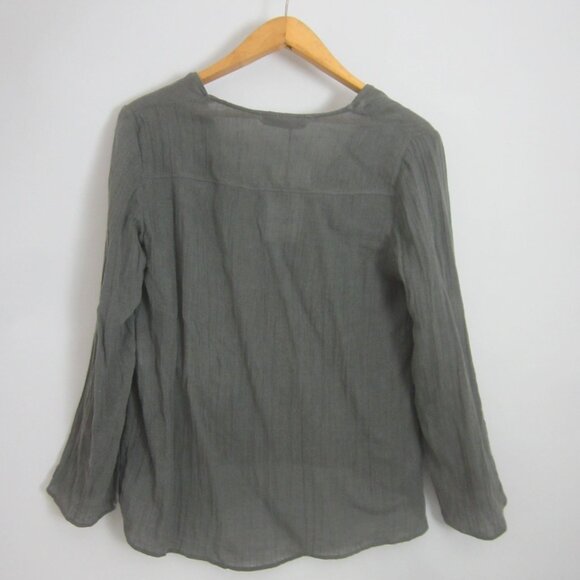 New Zara Womens XS Gray Long Sleeve V Neck LInen Tunic Shirt NWT $70 X-Small - Picture 2 of 8